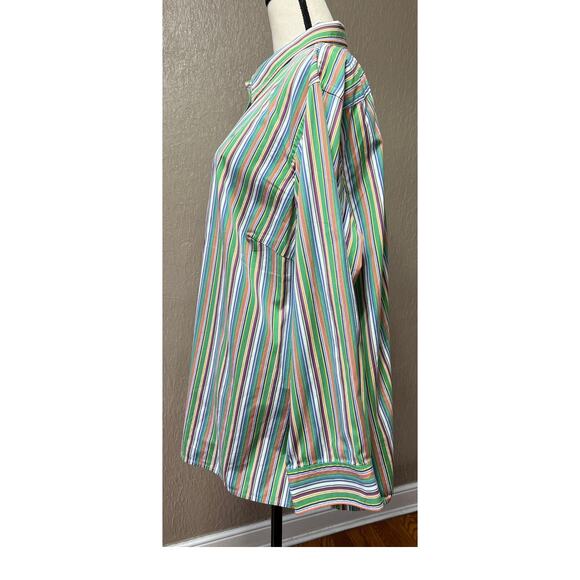 Vintage Y2K Lauren Ralph Lauren LRL Button Up Shirt Striped Cotton Roll Tab 3X - Picture 3 of 16